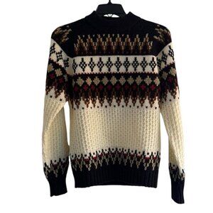 Vintage The BROADWAY Men's Sz M / L Brown Cream Black Pullover Acrylic Sweater